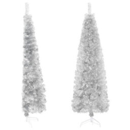 Berkfield Slim Artificial Half Christmas Tree With Stand Silver 180 Cm - thumbnail 2