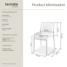 Tectake Garden Chairs Alcudia - Durable, Stackable And Weather-Resistant - Cream - Set Of 2 - thumbnail 6