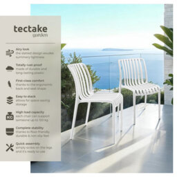 Tectake Garden Chairs Alcudia - Durable, Stackable And Weather-Resistant - Cream - Set Of 2 - thumbnail 2