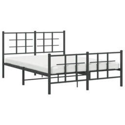 Berkfield Metal Bed Frame Without Mattress With Footboard Black 140X190Cm - thumbnail 4