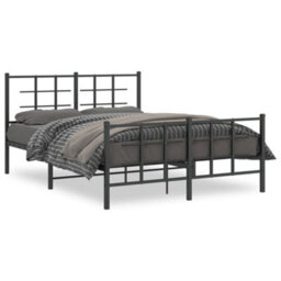 Berkfield Metal Bed Frame Without Mattress With Footboard Black 140X190Cm - thumbnail 2