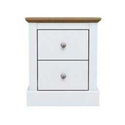 LPD Devon White 2 Drawer Bedside Cabinet Traditional Wooden Nightstand Storage H55 W46 D40Cm - thumbnail 2