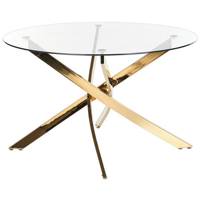 Beliani Dining Table Maramo Gold 120 Cm 120 Cm Tempered Glass - image 1