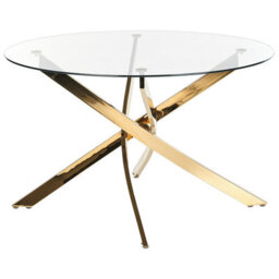 Beliani Dining Table Maramo Gold 120 Cm 120 Cm Tempered Glass - thumbnail 1