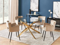 Beliani Dining Table Maramo Gold 120 Cm 120 Cm Tempered Glass - thumbnail 2