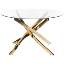 Beliani Dining Table Maramo Gold 120 Cm 120 Cm Tempered Glass - thumbnail 4