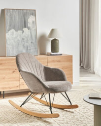 Beliani Rocking Chair Skale Fabric Taupe - thumbnail 2