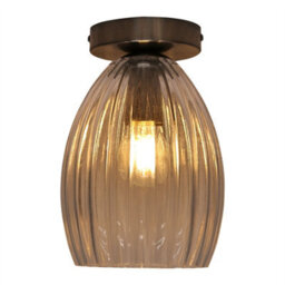 First Choice Lighting Set Of 2 Birch - Fluted Glass Satin Nickel Ceiling Light Fittings - thumbnail 3