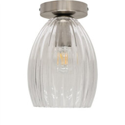 First Choice Lighting Set Of 2 Birch - Fluted Glass Satin Nickel Ceiling Light Fittings - thumbnail 2