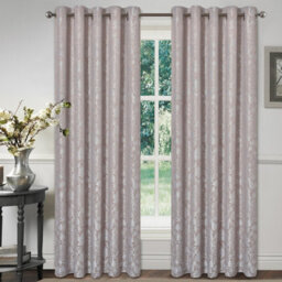 Rapport Home Rose Blush Damask Jacquard Eyelet Curtains 168 X 183Cm Ready Made Pair - thumbnail 1
