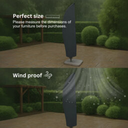 Home Source Duracover Grey 190Cm Heavy Duty Waterproof & Uv Resistant Parasol Jumbo Protective Cover - thumbnail 2