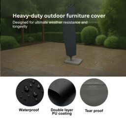 Home Source Duracover Grey 190Cm Heavy Duty Waterproof & Uv Resistant Parasol Jumbo Protective Cover - thumbnail 3