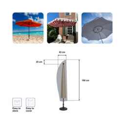 Home Source Duracover Grey 190Cm Heavy Duty Waterproof & Uv Resistant Parasol Jumbo Protective Cover - thumbnail 7
