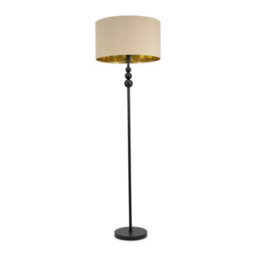 Valuelights Marissa Matte Black Stacked Ball Floor Lamp With Beige/gold Shade - thumbnail 2