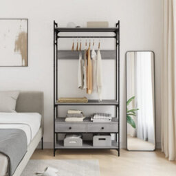 Berkfield Wardrobe With Drawers Grey Sonoma 89X39X184.5 Cm Engineered Wood - thumbnail 3