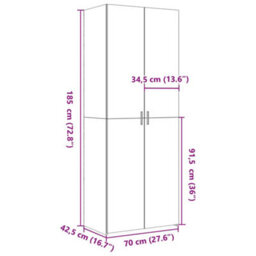 Walplus Highboard White 70X42.5X185 Cm Engineered Wood - thumbnail 9