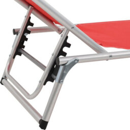 Berkfield Folding Sun Lounger With Roof Aluminium And Textilene Red - thumbnail 8