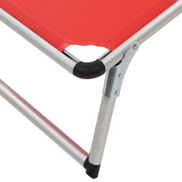 Berkfield Folding Sun Lounger With Roof Aluminium And Textilene Red - thumbnail 9