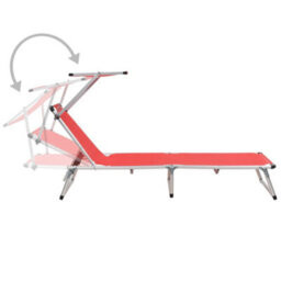 Berkfield Folding Sun Lounger With Roof Aluminium And Textilene Red - thumbnail 2