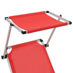 Berkfield Folding Sun Lounger With Roof Aluminium And Textilene Red - thumbnail 6