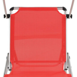 Berkfield Folding Sun Lounger With Roof Aluminium And Textilene Red - thumbnail 7
