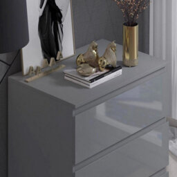 Scandinavian Grey Gloss 3 Drawer Chest - thumbnail 6