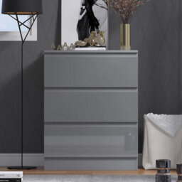 Scandinavian Grey Gloss 3 Drawer Chest - thumbnail 5