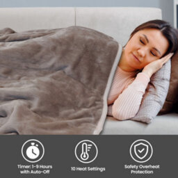Schallen Luxury Soft Heated Warm Throw Over Blanket With Timer & 10 Heat Settings - Mink - thumbnail 3