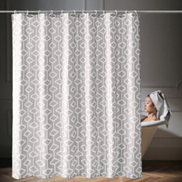 Neel Blue Grey Shower Curtain Polyester Mould & Mildew  With 12 Curtain Hook Water-Resistant Bath Curtain 180 X 200Cm - thumbnail 8