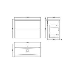 Charley Square Wall Hung 2 Drawer Vanity Unit & Ceramic Basin, 800mm - Woodgrain Autumn Oak - Balterley - thumbnail 2