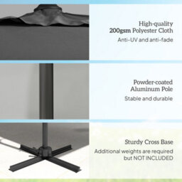 Outsunny Square Cantilever Roma Parasol 360 Degree Rotation Crank, Dark Grey - thumbnail 7