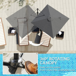 Outsunny Square Cantilever Roma Parasol 360 Degree Rotation Crank, Dark Grey - thumbnail 4