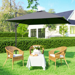 Outsunny Square Cantilever Roma Parasol 360 Degree Rotation Crank, Dark Grey - thumbnail 8