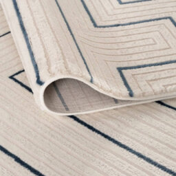 The Rugs Carmel Cream/blue Geometric Design Area Rug And Runner Non Shedding, Stain Resistant, Soft - thumbnail 3