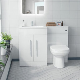 Nes Home Debra Bathroom White L-Shape Lh Basin Vanity Unit Btw Wc Toilet 1100mm - thumbnail 4