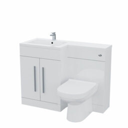 Nes Home Debra Bathroom White L-Shape Lh Basin Vanity Unit Btw Wc Toilet 1100mm - thumbnail 5