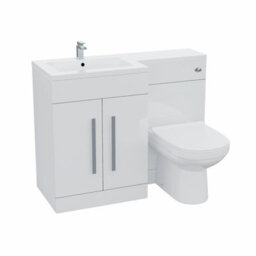 Nes Home Debra Bathroom White L-Shape Lh Basin Vanity Unit Btw Wc Toilet 1100mm - thumbnail 6