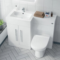 Nes Home Debra Bathroom White L-Shape Lh Basin Vanity Unit Btw Wc Toilet 1100mm - thumbnail 3