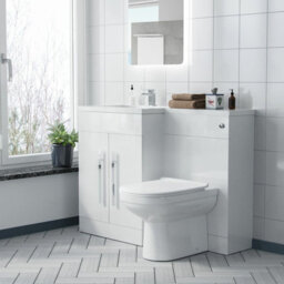 Nes Home Debra Bathroom White L-Shape Lh Basin Vanity Unit Btw Wc Toilet 1100mm - thumbnail 2