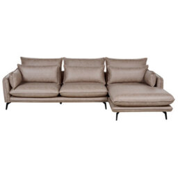 Beliani Corner Sofa 3 Seater Gallo Faux Suede Light Brown Left Hand - thumbnail 1