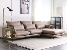 Beliani Corner Sofa 3 Seater Gallo Faux Suede Light Brown Left Hand - thumbnail 2