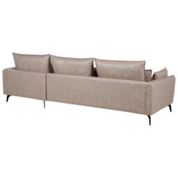 Beliani Corner Sofa 3 Seater Gallo Faux Suede Light Brown Left Hand - thumbnail 6