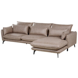 Beliani Corner Sofa 3 Seater Gallo Faux Suede Light Brown Left Hand - thumbnail 4