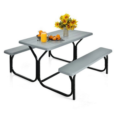 Picnic Table Set With 2 Benches Outdoor Portable Lawn Camping Table - image 1