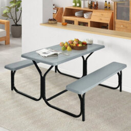 Picnic Table Set With 2 Benches Outdoor Portable Lawn Camping Table - thumbnail 3