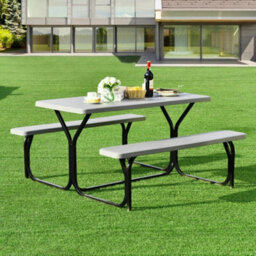 Picnic Table Set With 2 Benches Outdoor Portable Lawn Camping Table - thumbnail 5