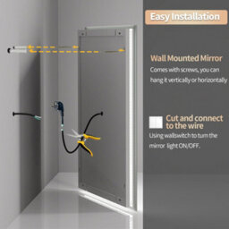Luvodi 80Cm Square Led Illuminated Bathroom Mirror Dual Light Anti-Fog Makeup Mirror, Wall Switch Or Plug-In - thumbnail 9