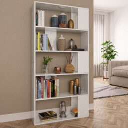Berkfield Book Cabinet/room Divider High Gloss White 80X24X159 Cm Engineered Wood - thumbnail 1