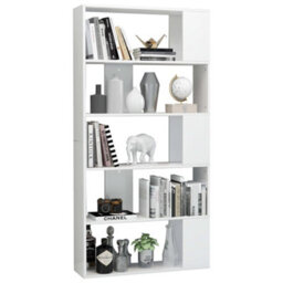 Berkfield Book Cabinet/room Divider High Gloss White 80X24X159 Cm Engineered Wood - thumbnail 3