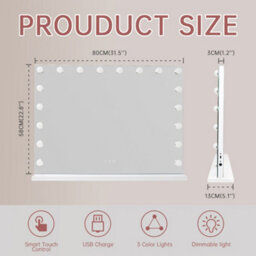 Hollywood Vanity Make Up Mirror with Lights 18 LED Tabletop Wall - thumbnail 4